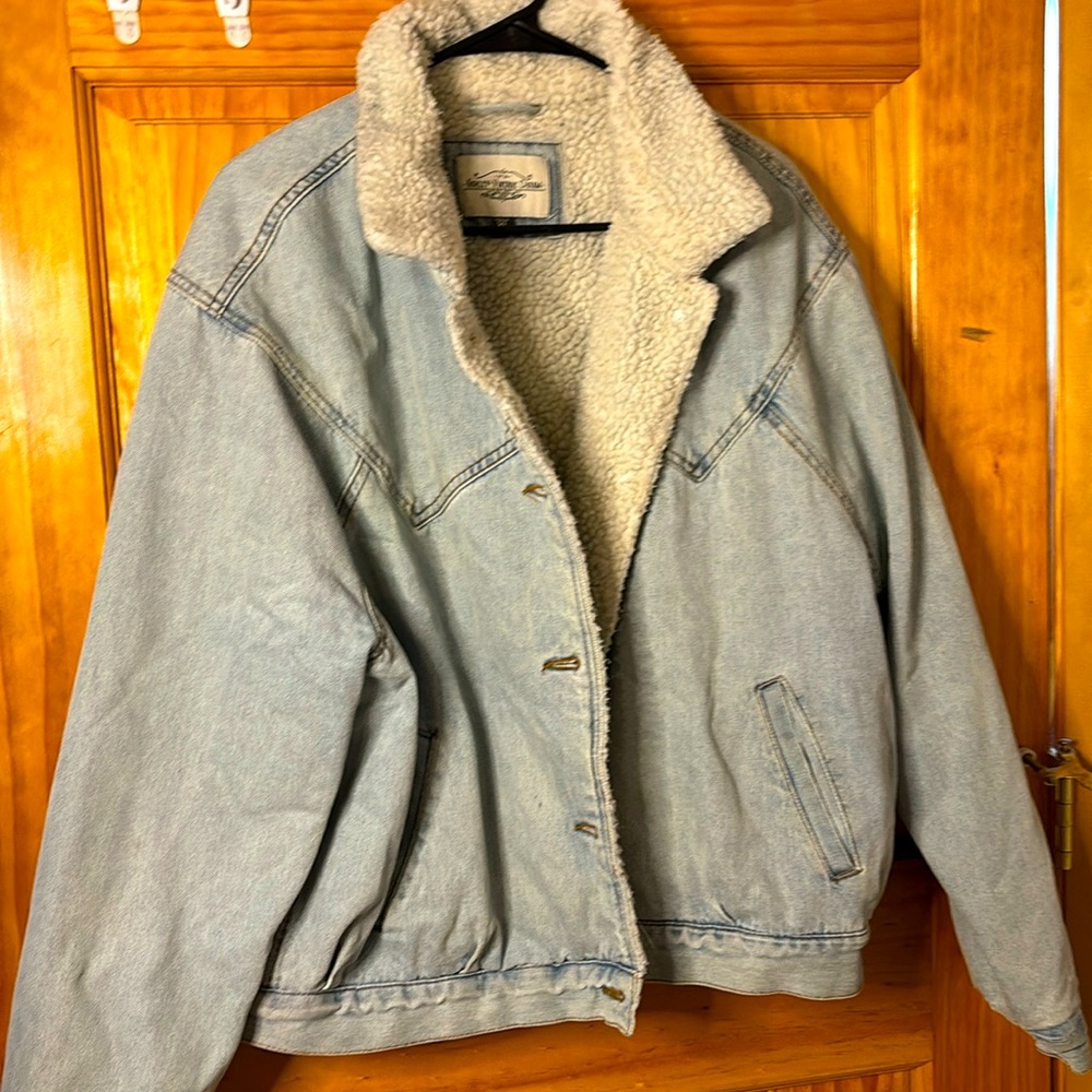 faux fur lines jean jacket